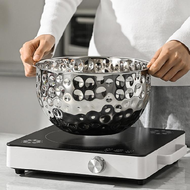 Heavy Duty 304 Nonrust Steel Hammered Salad Tray Serving Bowl Suitable For Family Gatherings And Outdoor Picnics