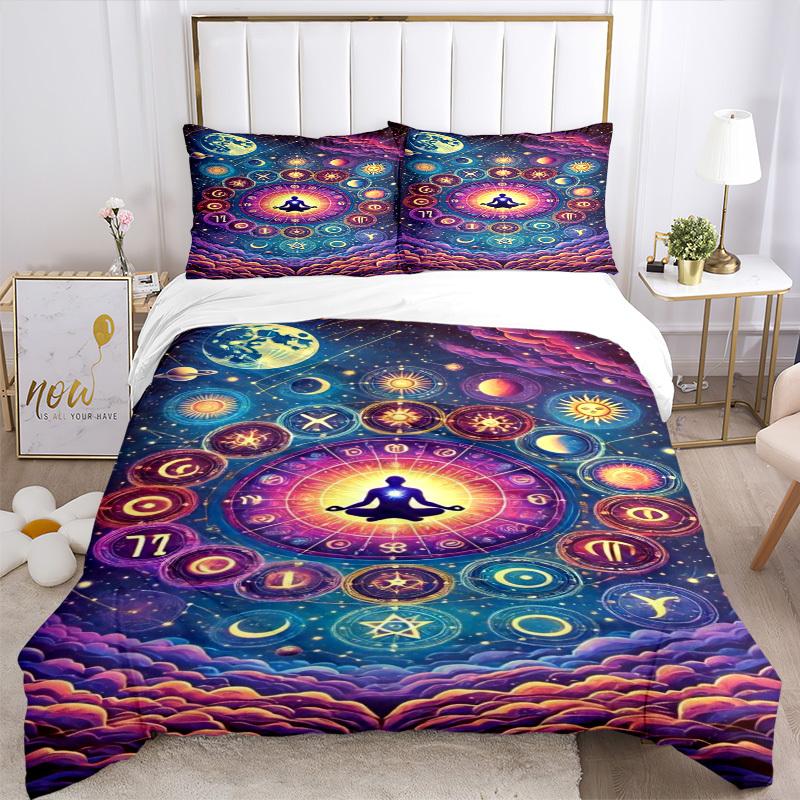 3pcs Cosmic Meditation Duvet Cover Set, Soft Comfortable Duvet Cover,Guest Room (1*Duvet Cover + 2*Pillowcase, Without Core) yy251104126