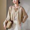 Round Neck Long Sleeved Lightweight Shirt for Women In 2026 Summer Fashion, Loose and Casual, Versatile Short Top