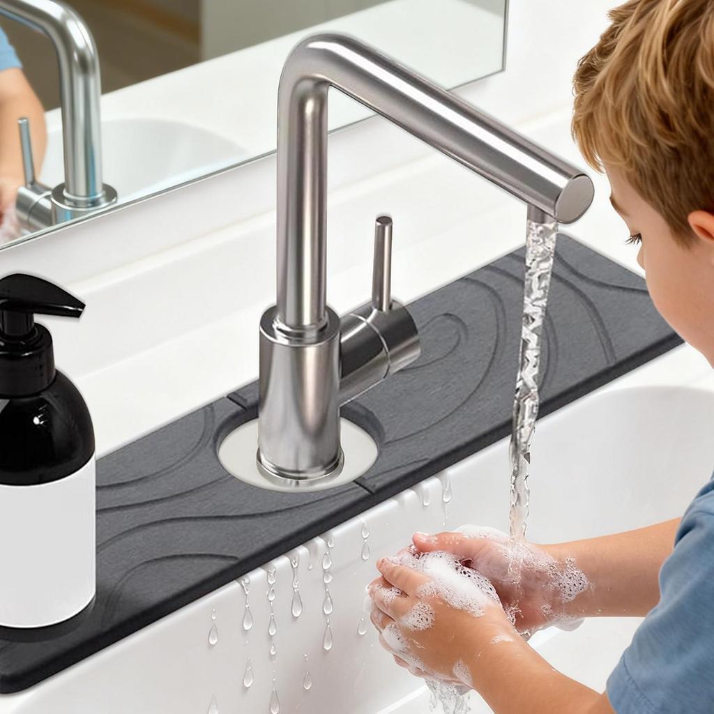 Stone Faucet Mat For Kitchen Sink Quick-Drying Anti-Slip Tray Faucet Stone Drying Mat For Bathroom Counter Restroom Hotel Home