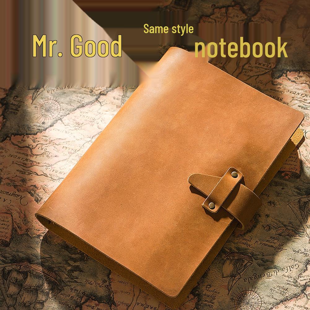 Genuine Leather A5 Business Planner Binder - Retro Style