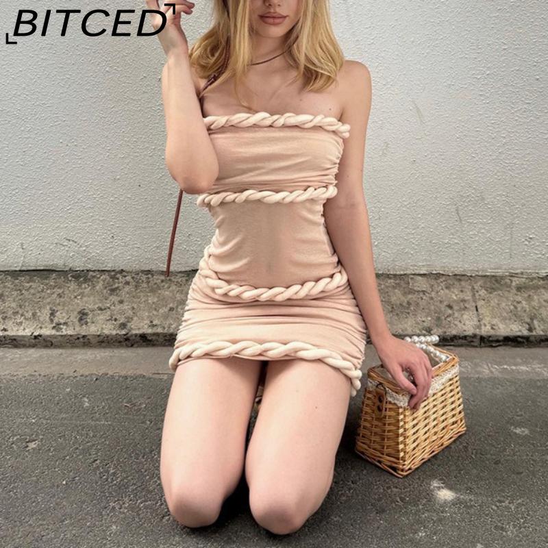 BITCED Women's Summer Waist-Defining Sleeveless Strapless Dress