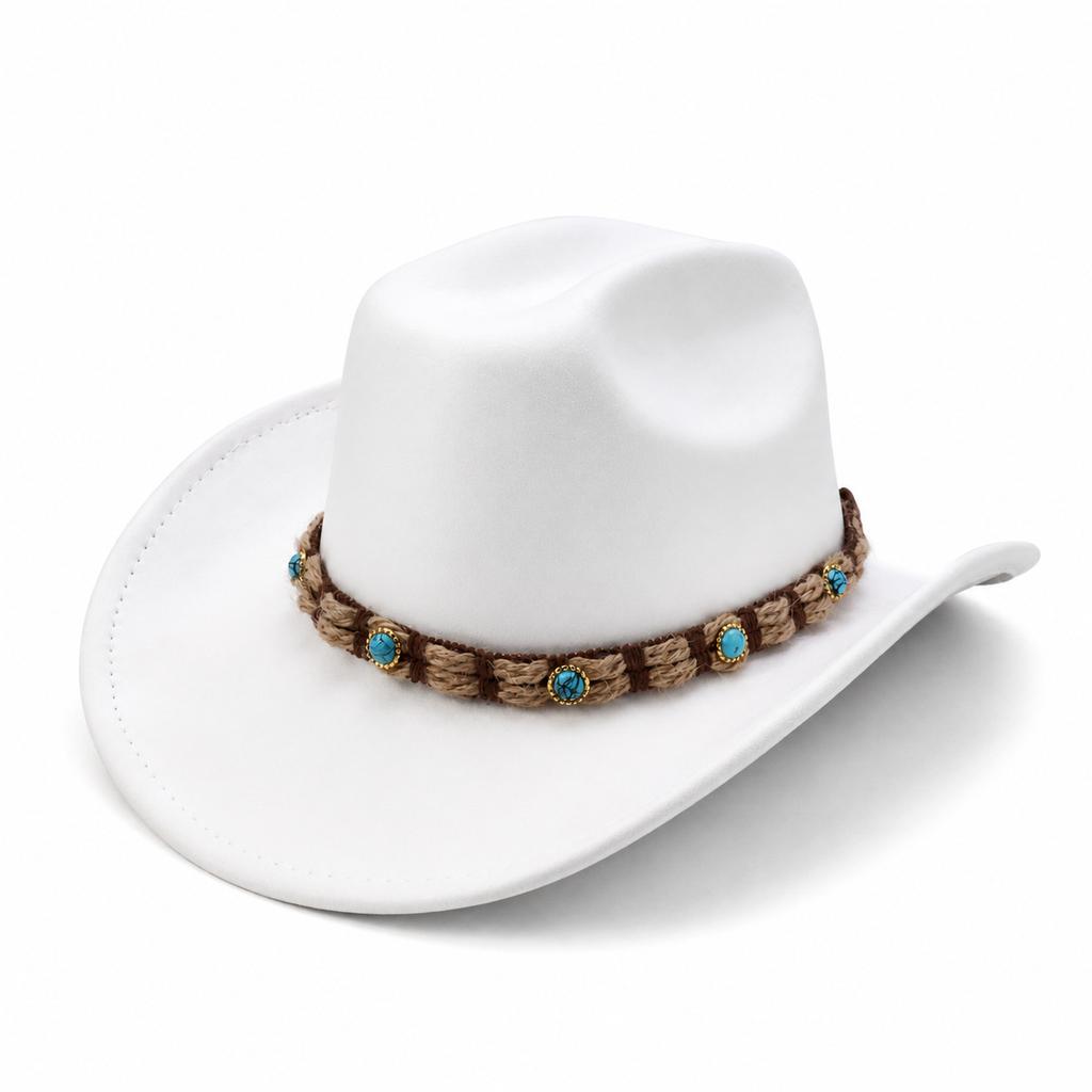 European and American new western cowboy hat ethnic style accessories hat solid color suede one-word cowboy hat