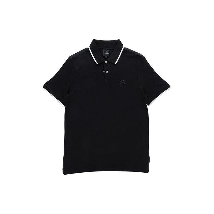 Armani Exchange Solid Color Logo Embellished Casual Loose Fit Short Sleeve Polo Shirt Men tops Black 8NZF75-Z8M5Z-1200