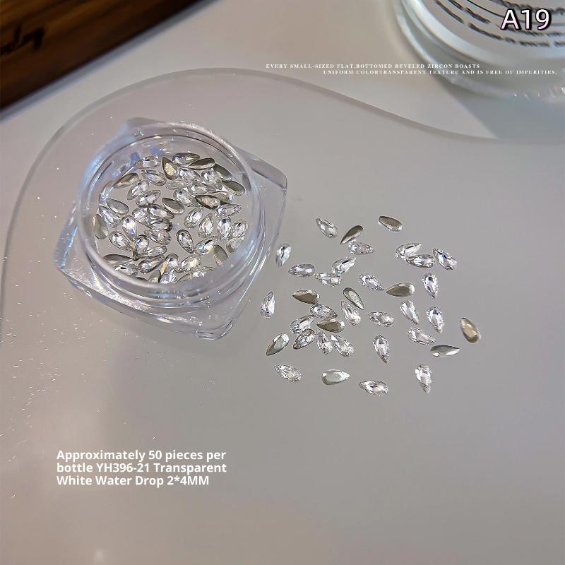 Mixed Zircon Nail Rhinestones Shiny Nail Diamond Flat Nail Gems Glass Stones Nails Decoration Nail Charm Diy Manicure Art