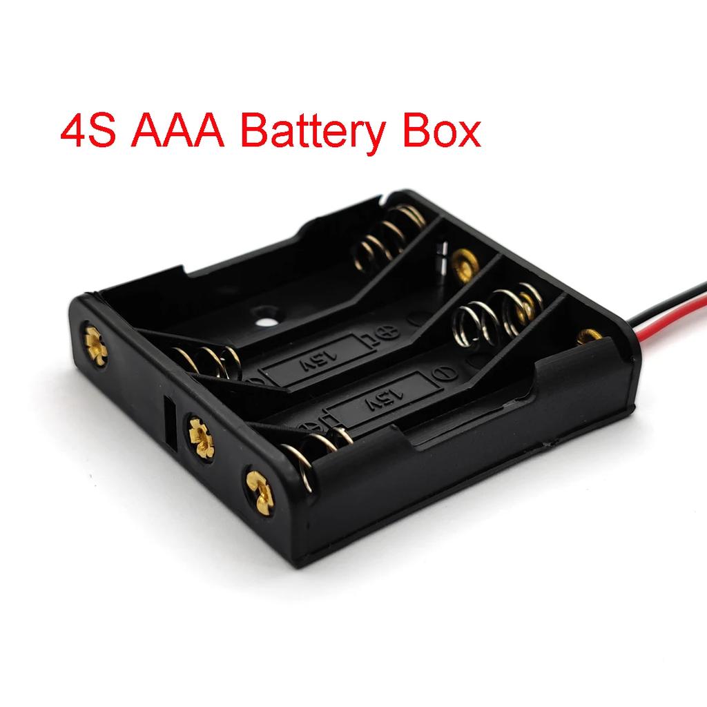 1x 2x 3x 4x AAA Battery Box Case Holder with Wire Leads Side By Side Battery Box Connecting Solder for 1-4pcs AAA Batteries