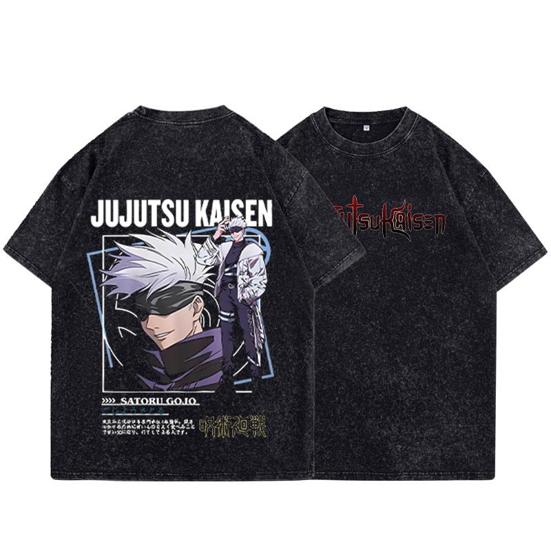 Anime Jujutsu Kaisen Ryomen Sukuna Cool Printed T-shirt Men Manga Cotton Tshirts Vintage Washed T Shirt Harajuku Male Tops