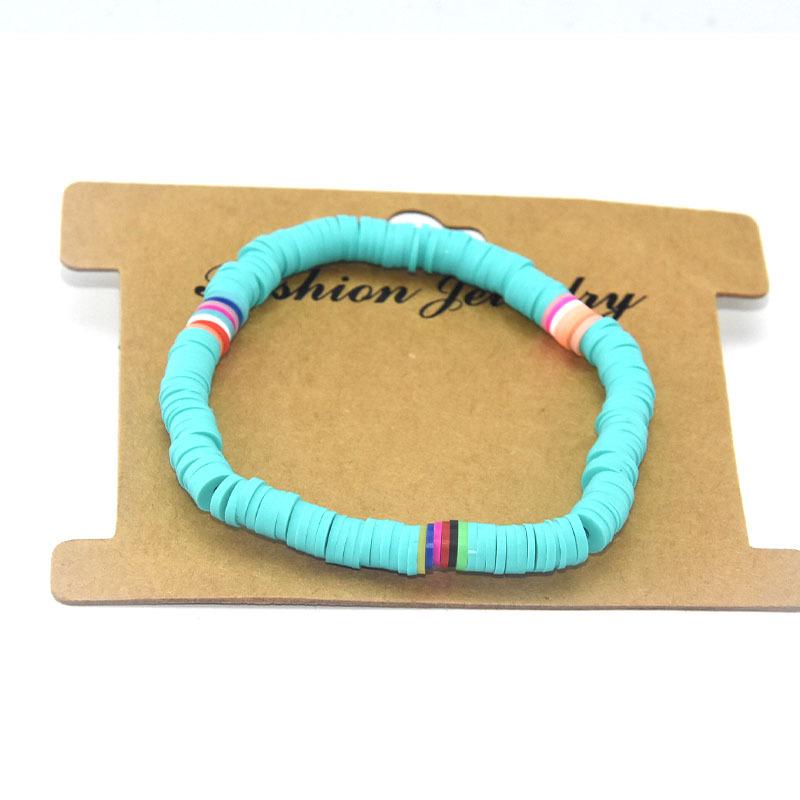 Handmade Ethnic Style Mixed Color Polymer Clay Bracelet - 6mm Elastic Cord