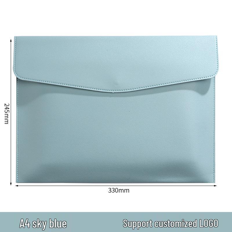 Custom Waterproof A4 Leather Document Folder with Snap Button for Business - Thickened File Bag with Logo Printing