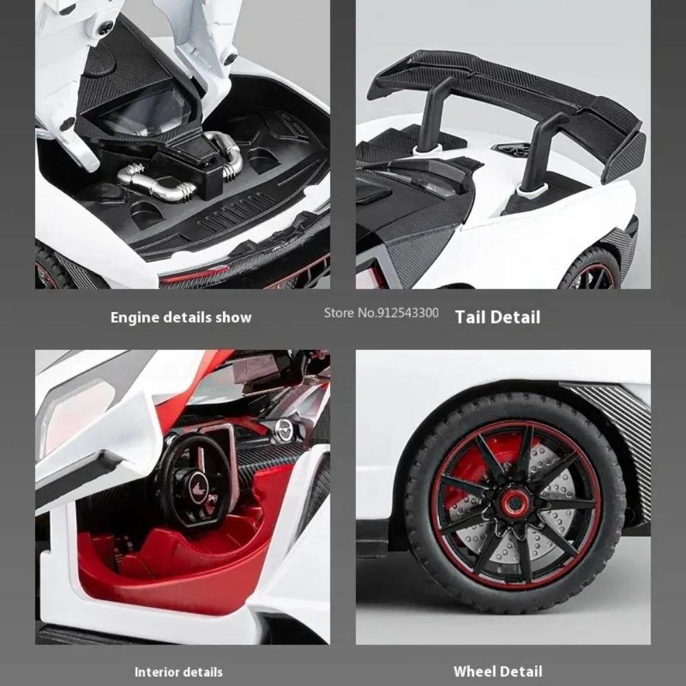 AAYF1 1:24 P1 Senna Car Toy Model Alloy Diecast Doors Opened Supercar Wheel Steering Shock Absorption Models for Children's Toys