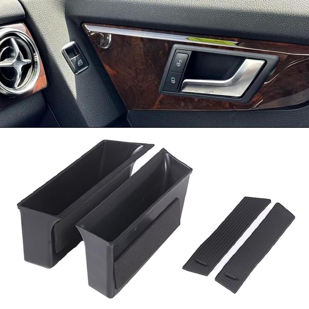 ABS Front Door Handle Storage Box 2pcs, Compatible For Mercedes-Benz GLK X204 2008-2015, Armrest Insert Organizer, Black