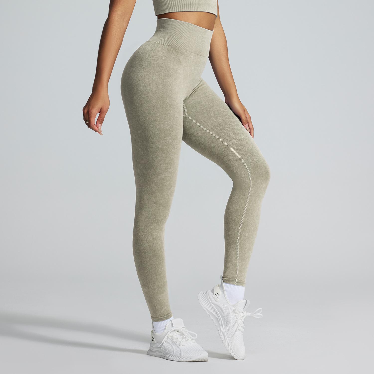 

High Waisted Hip Lifting Sandwash Yoga Pants, Quick Drying Running Peach Hip Fitness Pants, Slimming Out, Tight Fitting Sports Pants For Women L