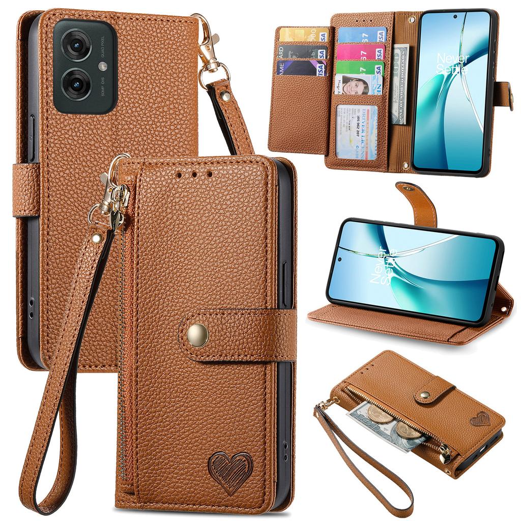 For Motorola Moto G55 5G Case RFID Blocking Zipper Pocket Leather Wallet Phone Cover