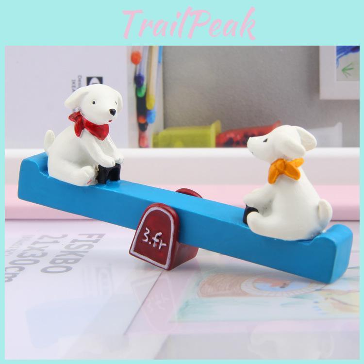 Resin Garden Decor Cartoon Puppy Seesaw Ornament For Kids Home And Use Gifts