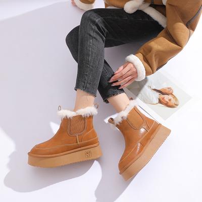 Wool Snow Boots Women's New Winter Velvet Thickened Warm and Waterproof Women's Elastic Cloth Cotton Shoes