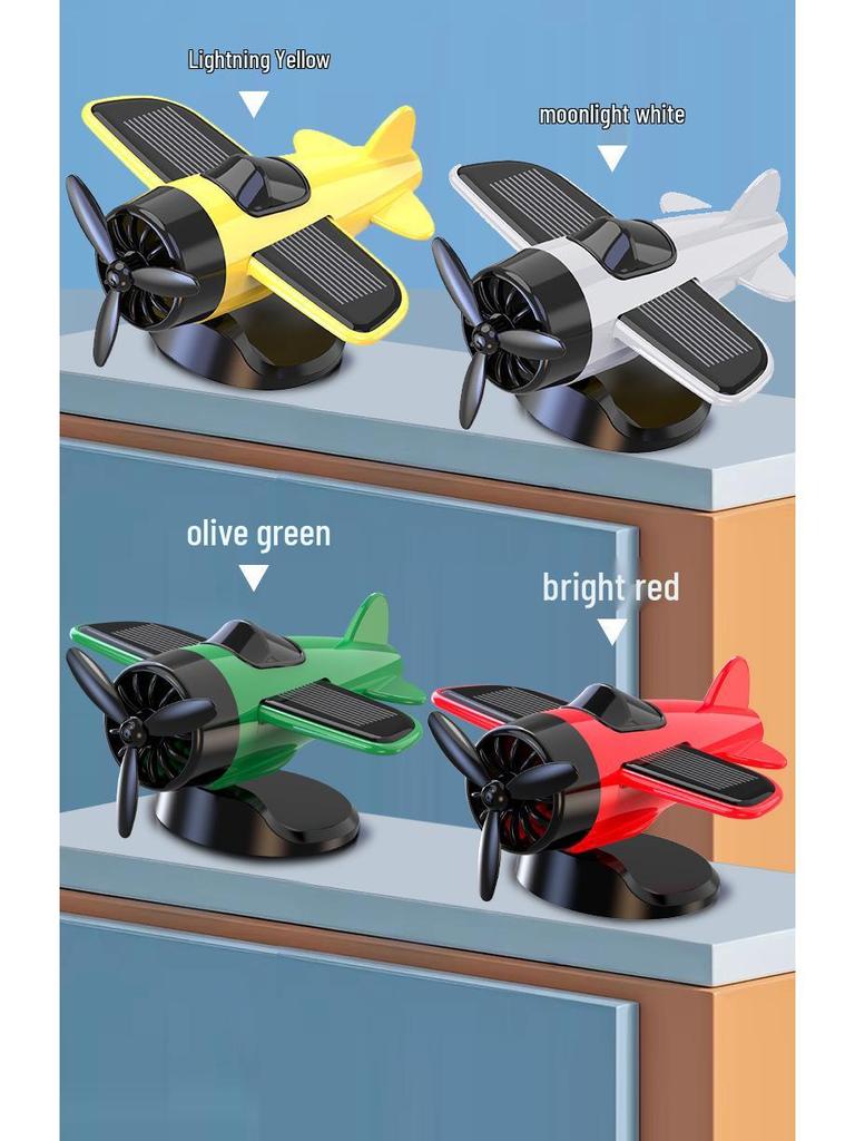 Solar-Powered Rotating Airplane Dashboard Ornament