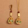 Luxury Metal Gourd Cinnabar Pendant Keychain Ornament