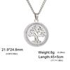 Tree of Life Clear Zircon Round Pendant Necklace Women Stainless Steel Gold Color Neck Chains Luxury Jewelry Wedding Gift