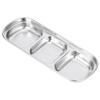Stainless Steel Sauce Dish Seasoning Dish Snack Plate Divided Food Dipping Bowl Kitchen Tableware3 Grids