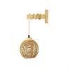 Rattan Wall Sconce with Wooden Arm Woven Lamp Boho for Bedside, Bedroom,
