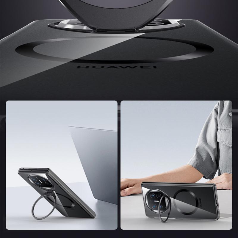 For Huawei Mate X5 Magnetic Case Clear Back PC Phone Cover with Kickstand