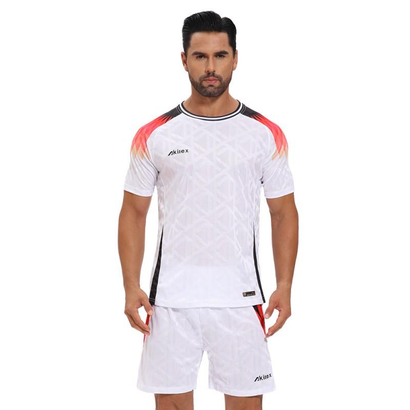 AKILEX Mens Team Sports Jersey Breathable Quick Dry Striped Athletic Shirt Running Cycling