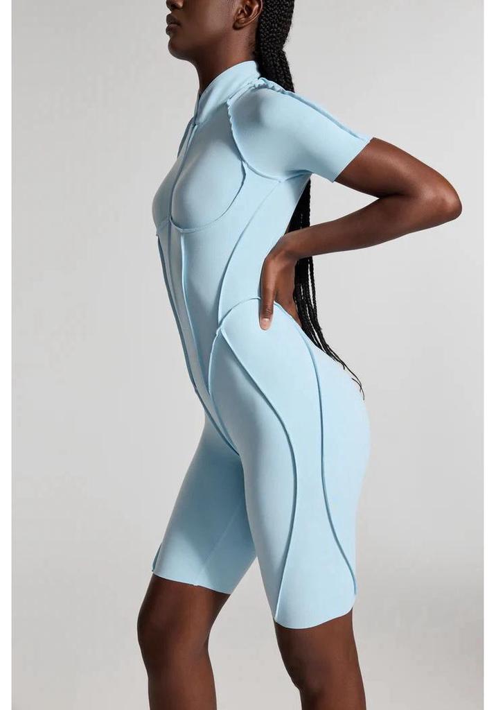 High-End Comfort Sports Yoga Tight-Fit Zipper Short Sleeve Jumpsuit