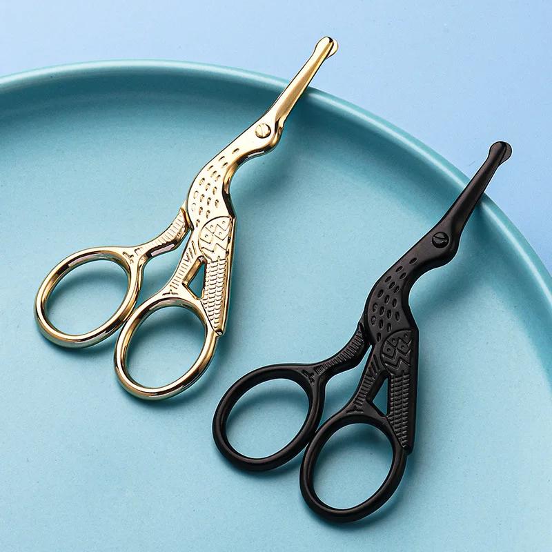 1Pc Round Head Nose Hair Scissors Stork Type BeautyScissors For Eyebrow Nose Hair Beard Ear Hair Eyebrow Scissor Stainless Steel