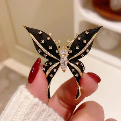 Vintage Style Shiny Enamel and Metal Butterfly Brooch for Women and Girls