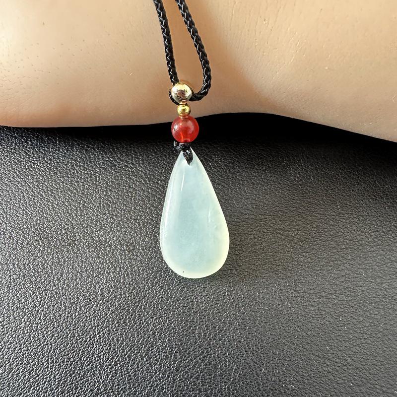 Xiuyan Jade Water Drop Pendant Necklace, Stock Available, Customizable for Earrings and Pendants.