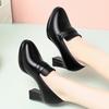 High heels women's spring and autumn new single shoes waterproof table women's leather shoes work shoes black loafers