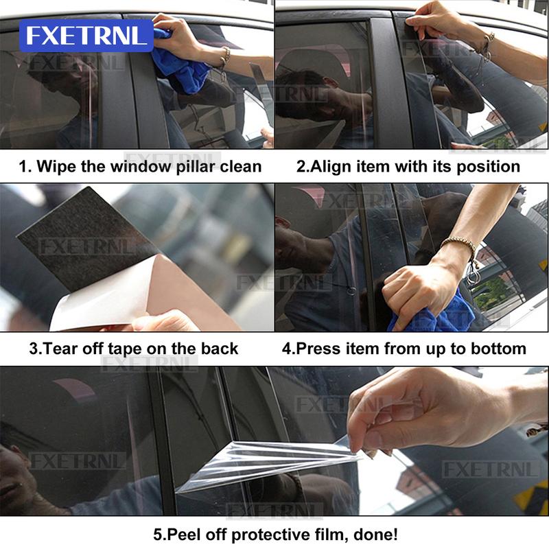 PC B Pillar Window Post Trim Sticker Glossy Black Carbon Fiber Texture For Kia Sportage 2026-2027 Universal LHD RHD Car