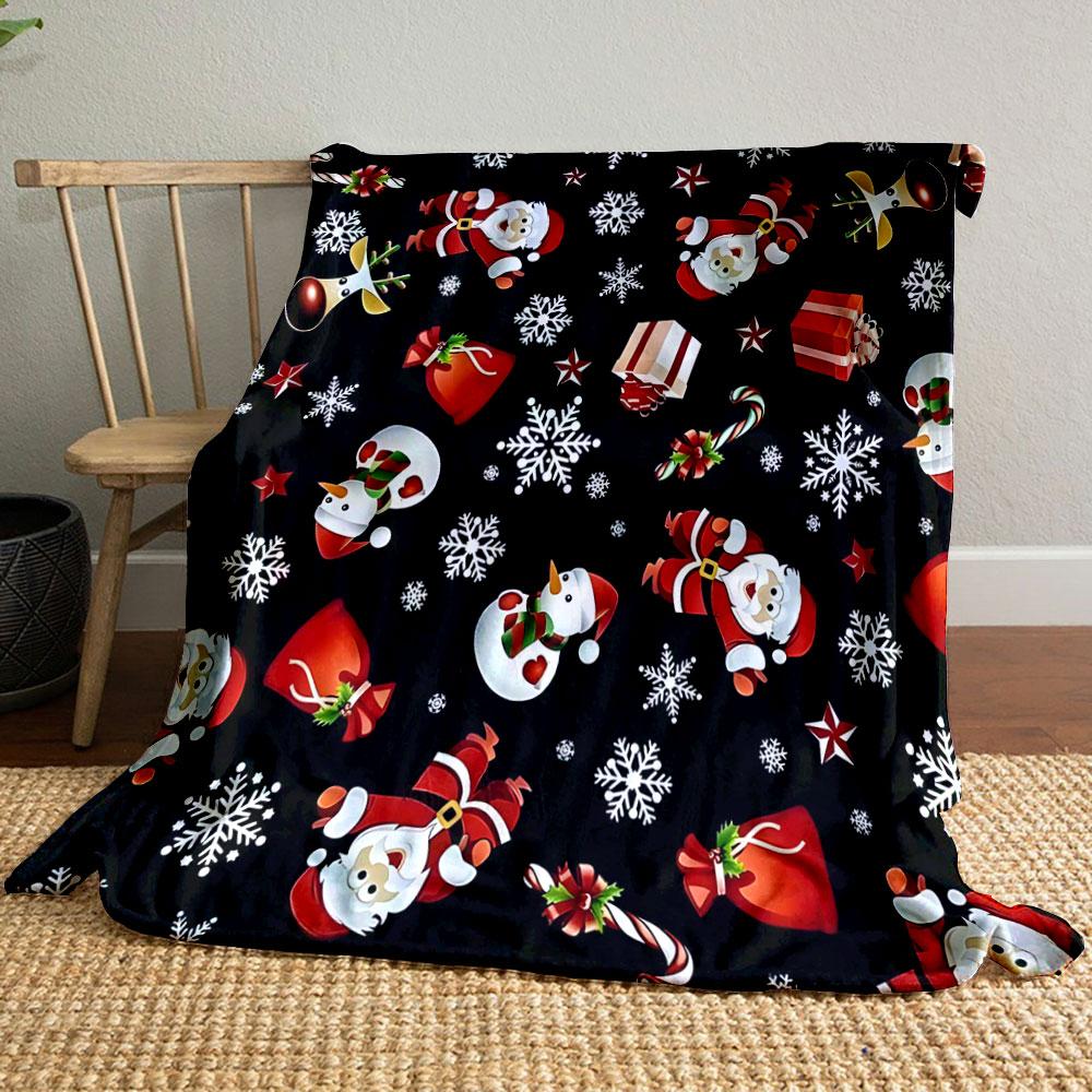 Santa and Snowflakes Pattern Blanket Print Blanket Soft and Cozy Perfect for the Living Room Bed Sofa or a Nap,gift