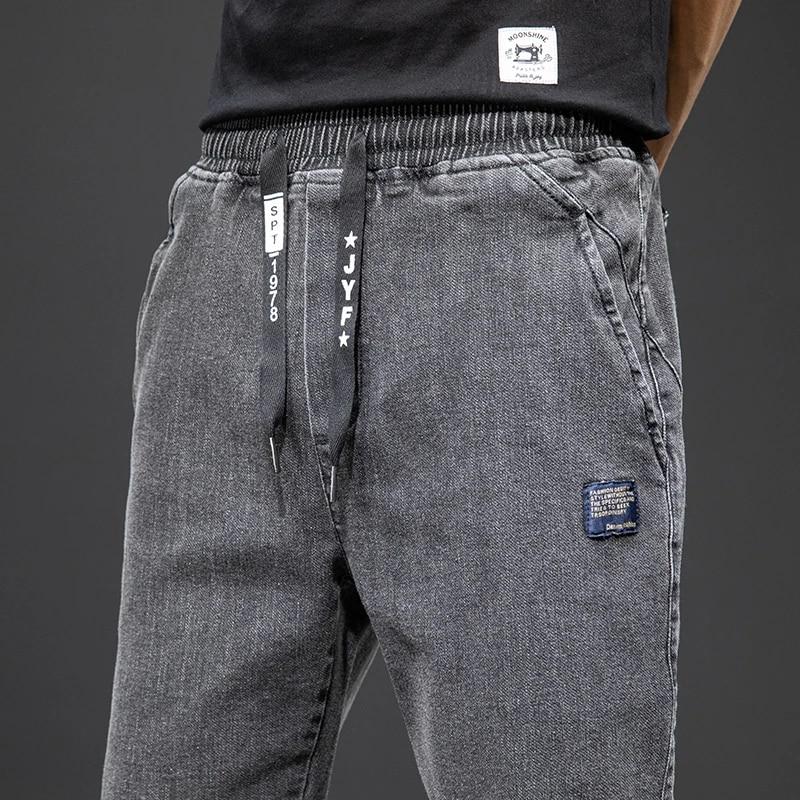 Blugi pentru bărbați Pantaloni subțiri Pantaloni de jogging casual Pantaloni de denim arlechin cu șnur Pantaloni cargo pentru bărbați