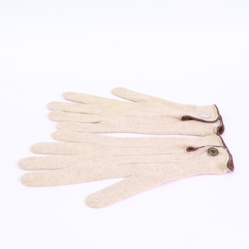 Hermes Serie Button Cashmere Gloves Glove M Natural brownUsed