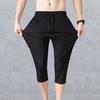 Men Sweatpants Solid Color Soft Fabric Drawstring Ankle-banded Stretchy Waist Cropped Trousers Daily Clothes