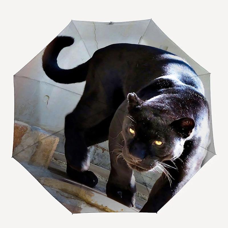 Black Panther Automatic Folding Umbrella Compact 8 rib Design, Unique Style, Suitable for Everyday Outdoor Use, Perfect Gift for Friends and
