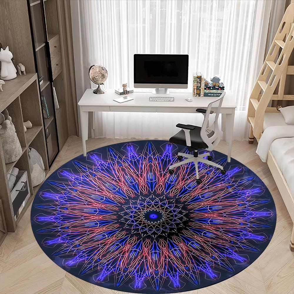 1pc Abstract Mandala Design Chair Carpet for Office Non-Slip Mat for Office - Decorative Floor Mat yy251030269