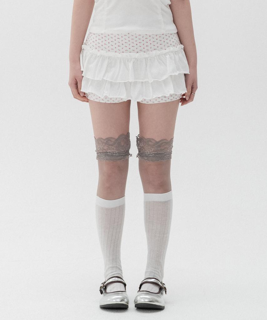 High School Disco Flower Tiered Layered Skirt_Ivory