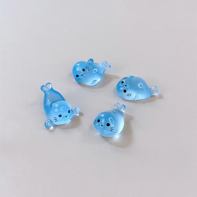 4Pcs Kawaii Luminous Mini Seal Pup Resin Glow At Night Marine Animal Figurines Ornament Fairy Garden Diy Accessories