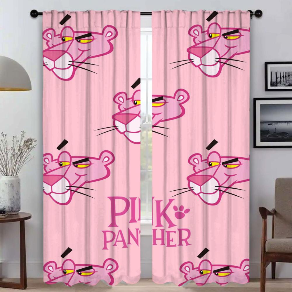 Pink Panther Elegant Room Curtains for Camera Partition Window Curtain for Room 2 Panel Halloween Decoration Shades Living Child