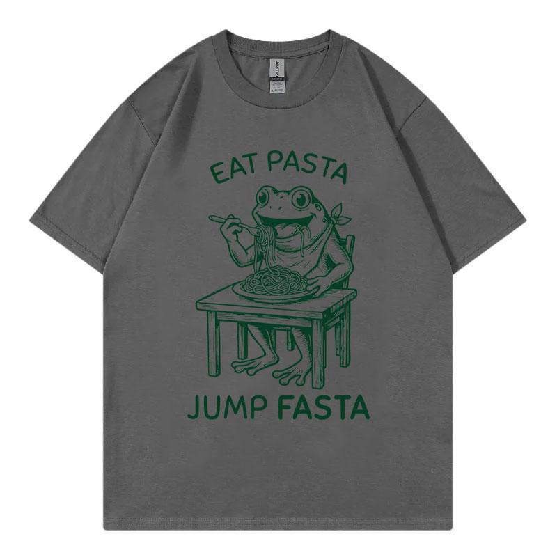 Eat Pasta Jump Fasta Funny Fitness Frog TShirt Unisex Unisex Fashion Vintage Short Sleeve T Shirt Summer Casual 100Cotton TShirts