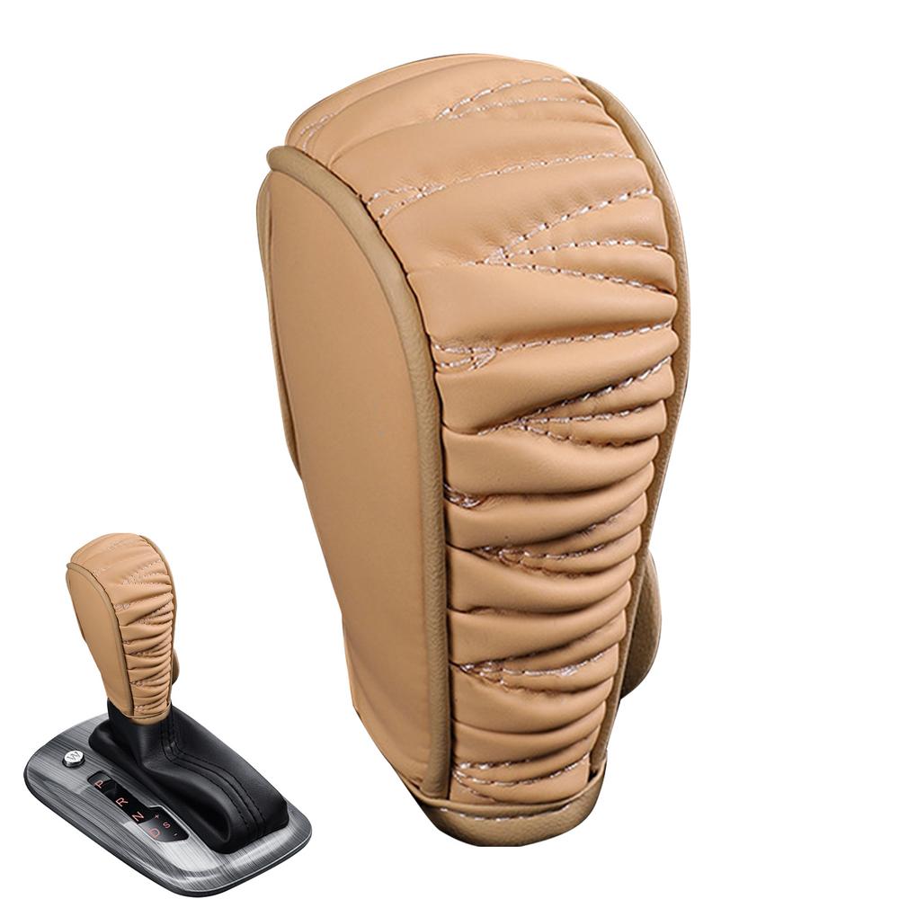 Car Gear Shift Cover Car Gear Shifting Knob Cover Dustproof Artificial Leather Shift Knob Sleeve Texture Design Rust-Proof