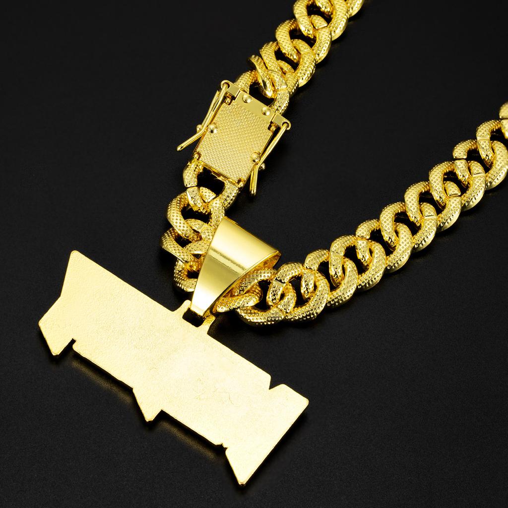 Hot Selling Hip-hop Alloy Full Diamond Letter Pendant In Europe and America, Cuban Necklace, Trendy Men's Accessory