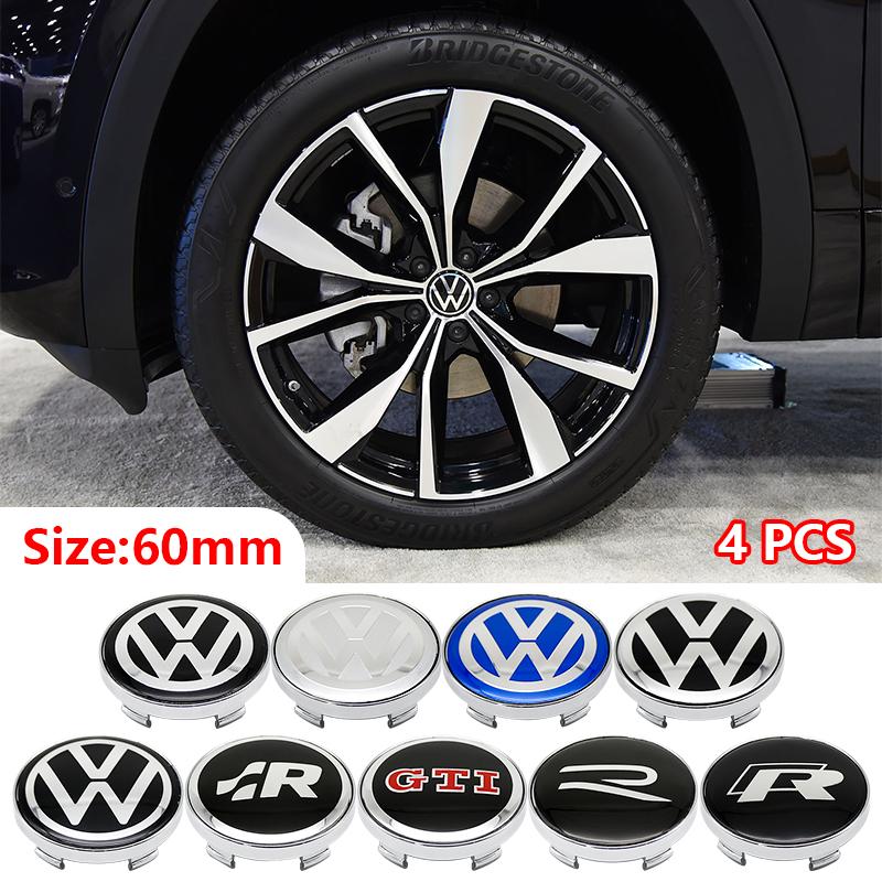 4pcs 56mm Car Wheel Badge Center Sticker 60mm Wheel Hubcap Cover Accessorie For VW Golf Passat Polo CADDY R Rline GTI Beetle Wv5