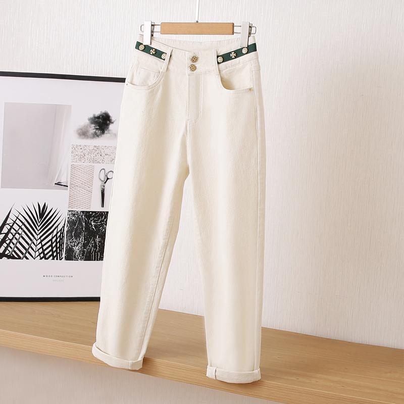 

2025 Autumn/Winter Off-White High Waist Fleece-Lined Straight Leg Jeans 27