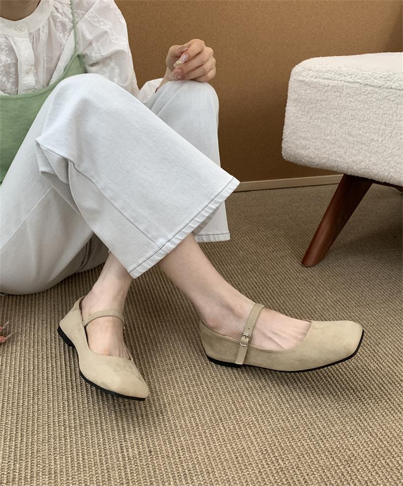 Women's shoes real shot retro Mori Mary Jane shoes women's shoes suede shallow mouth word with flat bottom versatile single shoes