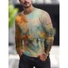 Ανδρικό Ψηφιακό 3D Εκτυπωμένο Φαρδύ T-Shirt με Στρογγυλή Λαιμόκοψη