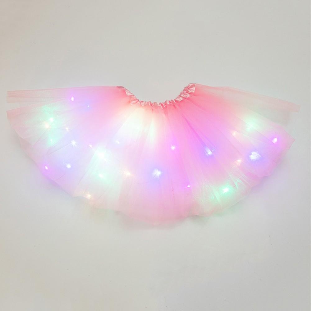 

Светодиодная светящаяся юбка из тюля со звездами для женщин, одежда для балета для девочек, короткое платье розовый