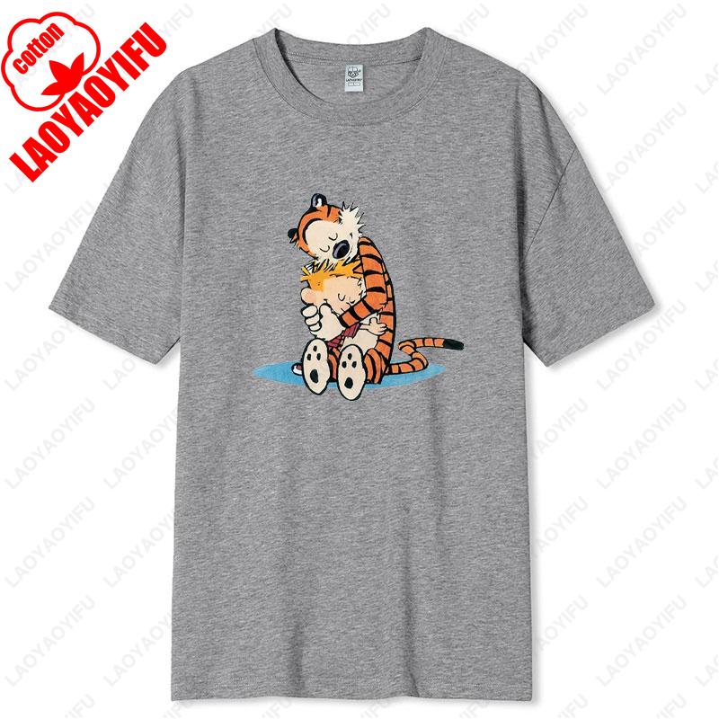 Vintage Inspired Calvin and Hobbes Graphic Tees Comfortable Cotton Unisex TShirt Classic Comic Print Men Women Loungewear Tops